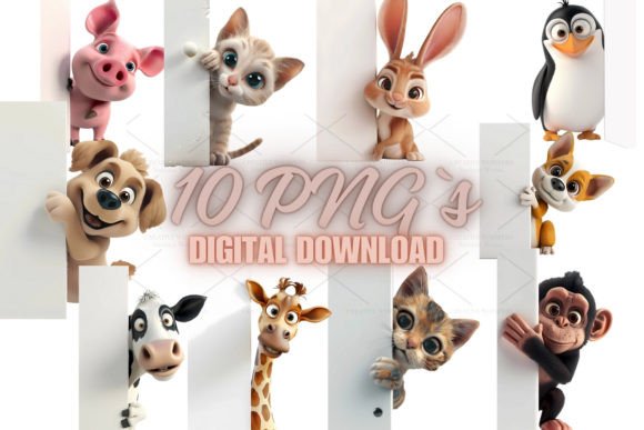 Adorable 3D Animal Clipart for Creative Projects