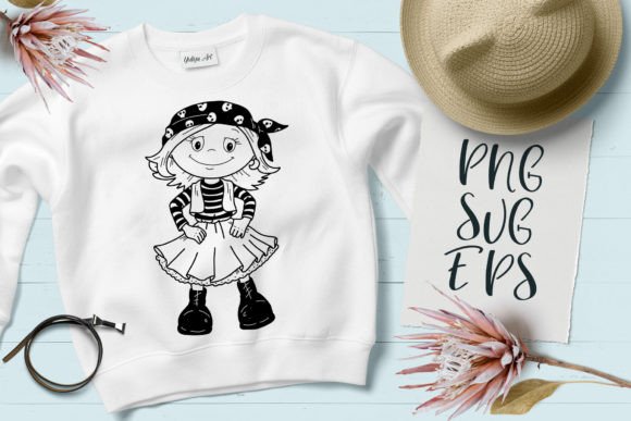 Adorable Adventure: The Cute Girl Pirate Happy Baby Animal SVG