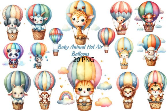 Baby Animal Hot Air Balloons: Whimsical Design Assets