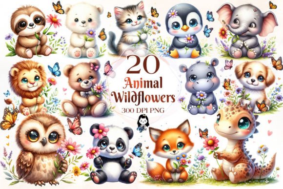 Bring Nature Indoors: Designing with Cute Animal Wildflowers Clipart