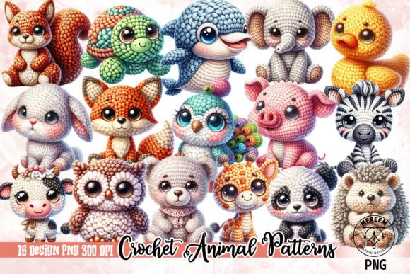 Bringing Cozy Charm to Your Projects: Crochet Animal Patterns Clipart PNG