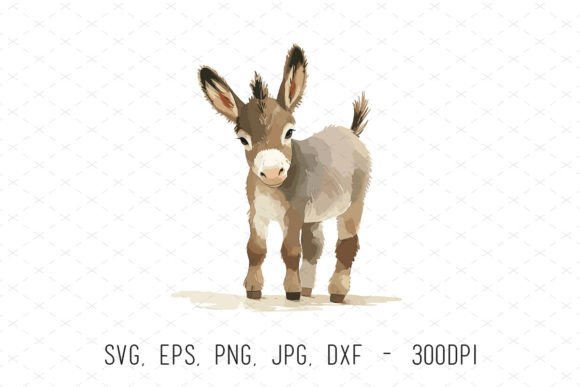 Charming Watercolor Donkey Farm Animal Svg for Creative Projects
