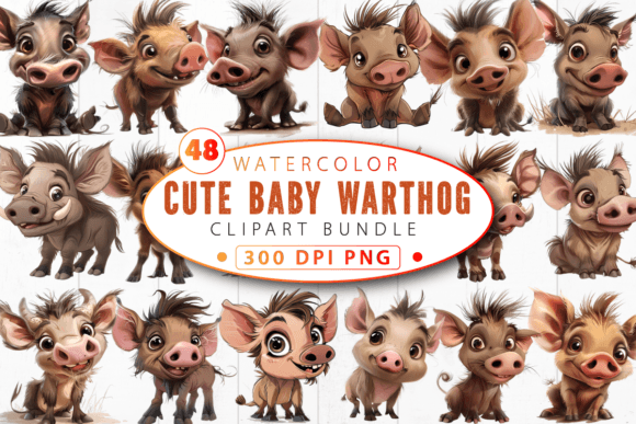Cute Baby Warthog Nursery Animal Clipart