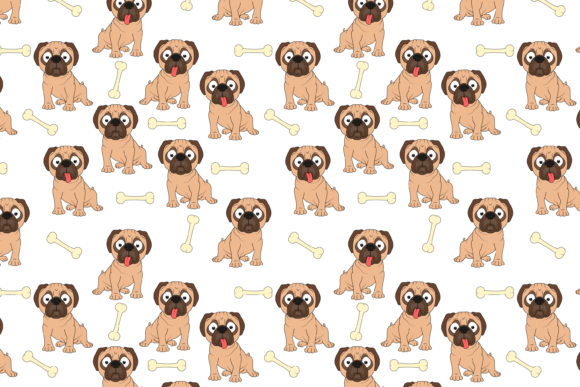 Cute PUG Dog Animal Cartoon Pattern: A Playful Design Asset