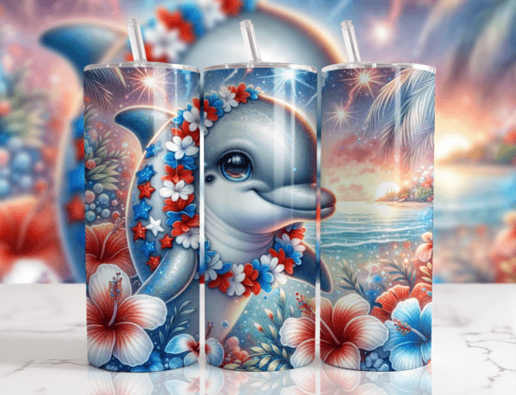 Dive into Design with 3D Dolphin Animal 20oz Tumbler Wrap
