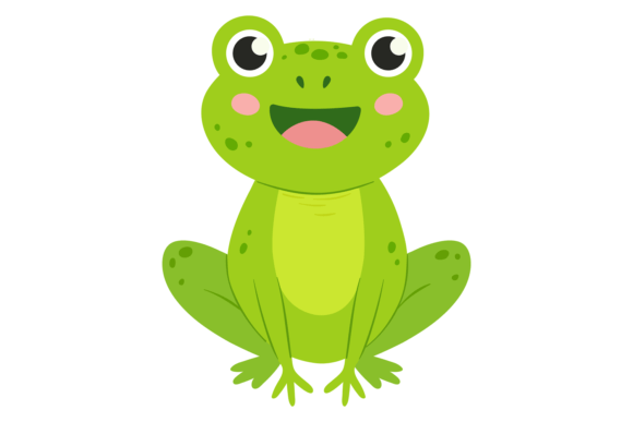 Happy Frog. Green Toad. Smiling Animal C: A Font with Character