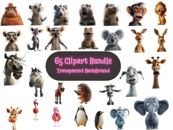 Hilarious Animal Clipart Bundle: Unleash Creative Laughs