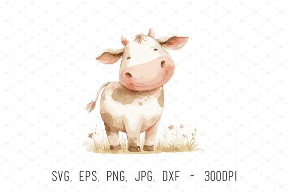 Watercolor Baby Cow Farm Animal Clipart: A Designer's Asset