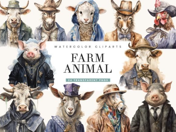 Whimsical Farm Animal Characters: A Designer's Playful Asset